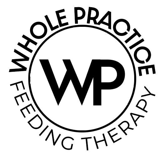 Circular logo with large 'WP' in the center, surrounded by the words 'Whole Practice' and 'Feeding Therapy'.